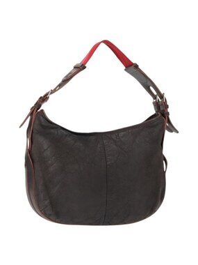 Authentic LOEWE Shoulder Bag Leather Brown Silver